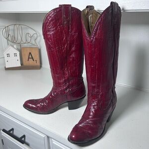 Vintage Montana Eel Skin Cowboy Boots Women’s 5 Exotic Leather Western Boots